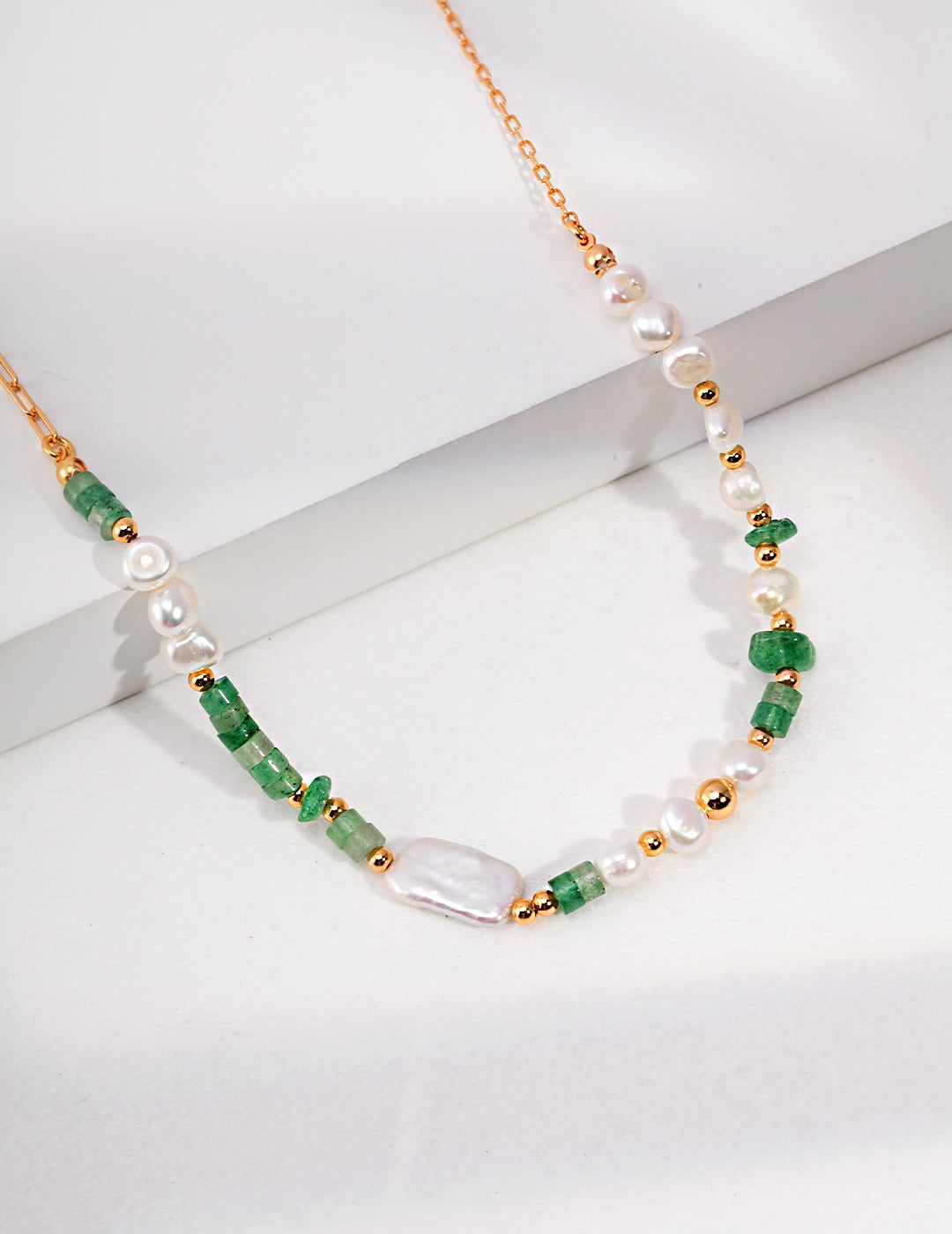 Pearl Necklace with Aventurine
