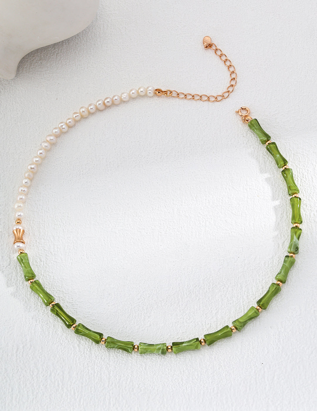 Pearl Necklace with Bamboo Aventurine