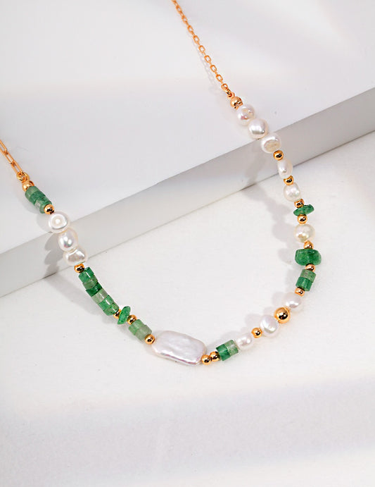 Pearl Necklace with Aventurine